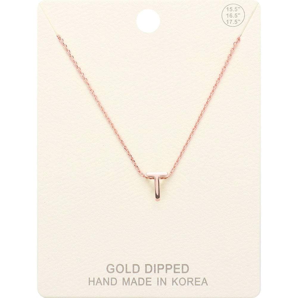 -T- Gold Dipped Initial Monogram Metal Pendant Necklace - Madeline Love - Flyclothing LLC