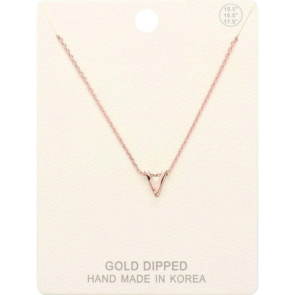 -V- Gold Dipped Initial Monogram Metal Pendant Necklace - Madeline Love - Flyclothing LLC