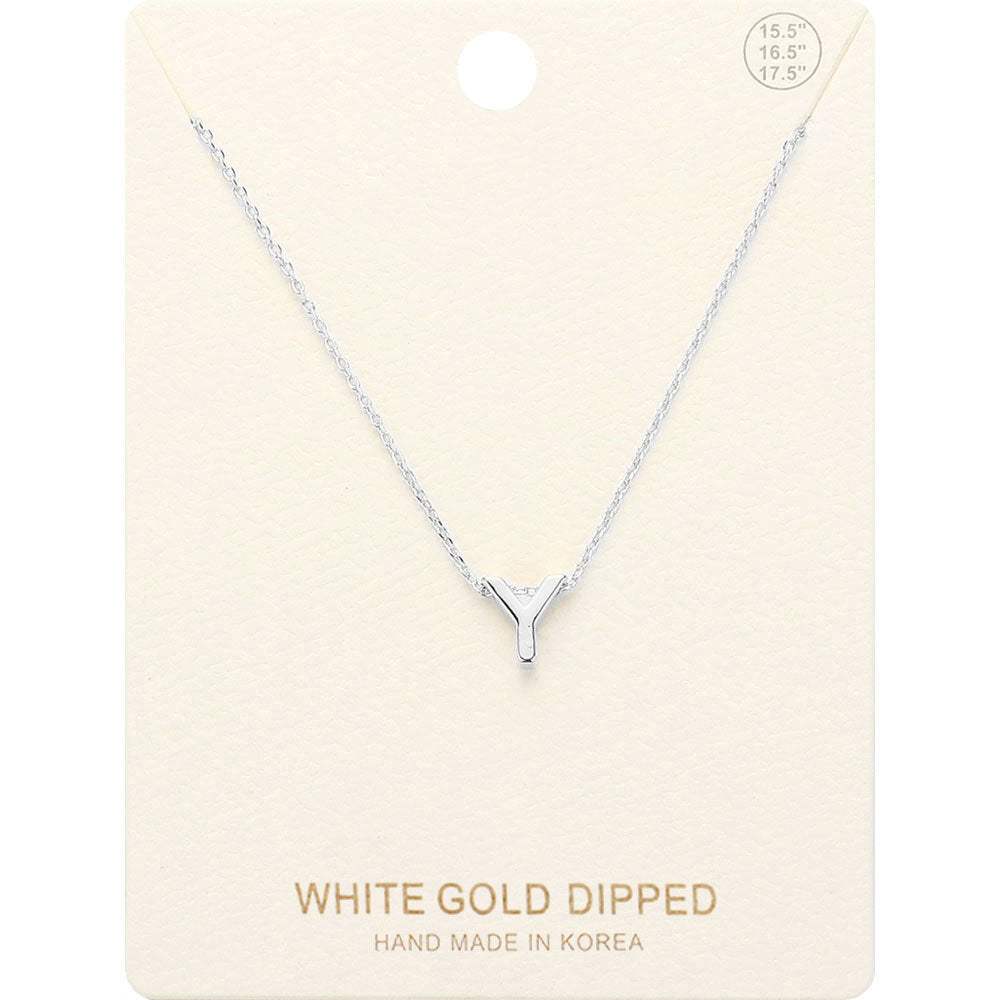 -Y- White Gold Dipped Initial Monogram Metal Pendant Necklace - Madeline Love - Flyclothing LLC