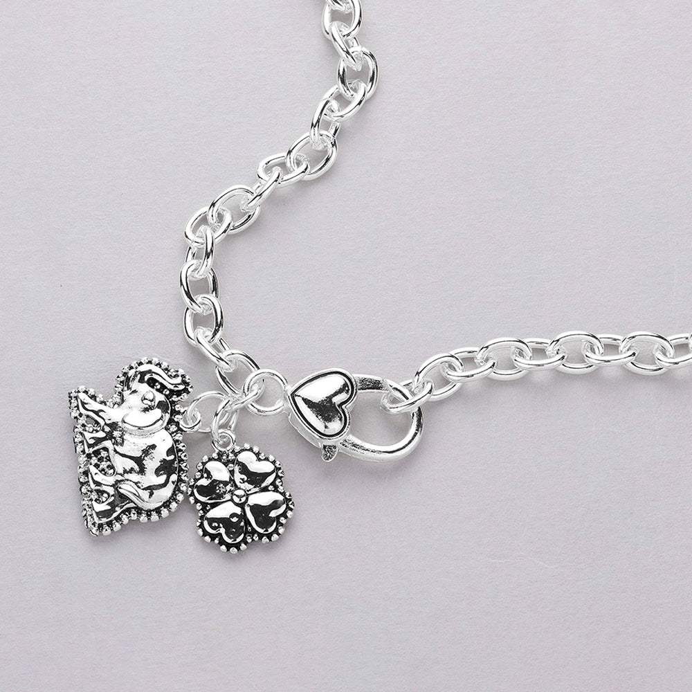 Antique Metal Elephant Clover Pendant Necklace - Madeline Love - Flyclothing LLC