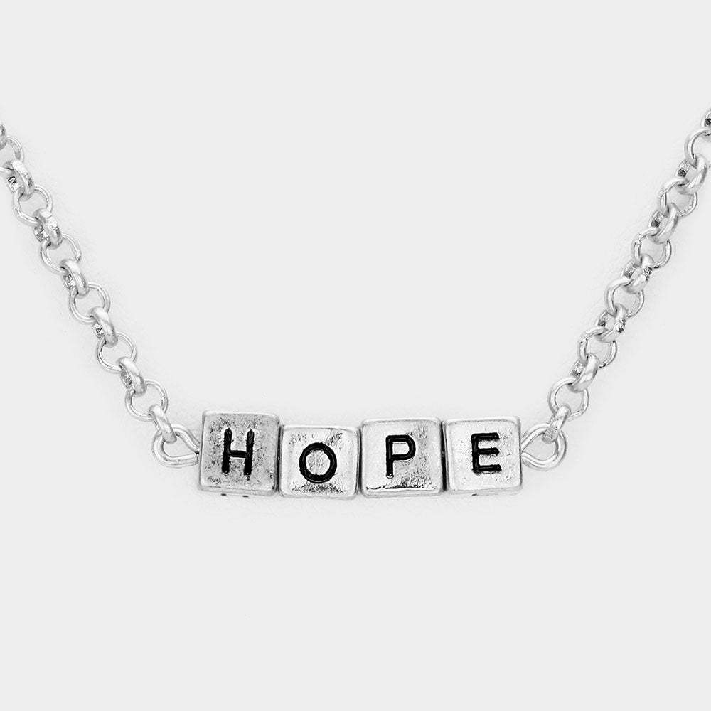 HOPE Metal Cube Pendant Necklace - Madeline Love - Flyclothing LLC