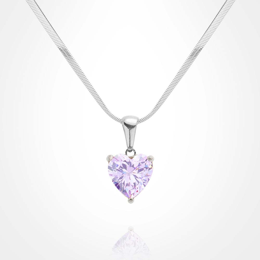 Stainless Steel CZ Heart Pendant Necklace - Madeline Love - Flyclothing LLC