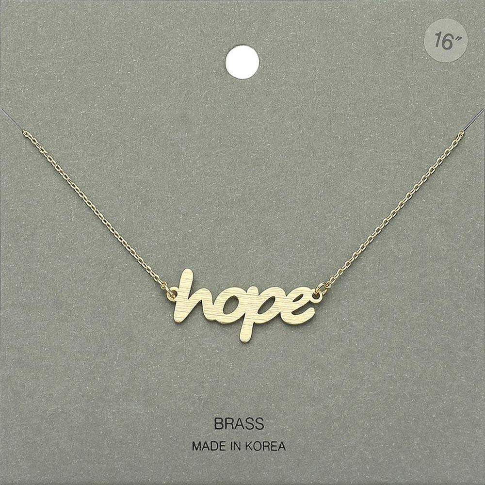 Brass Metal Hope Pendant Necklace - Madeline Love - Flyclothing LLC
