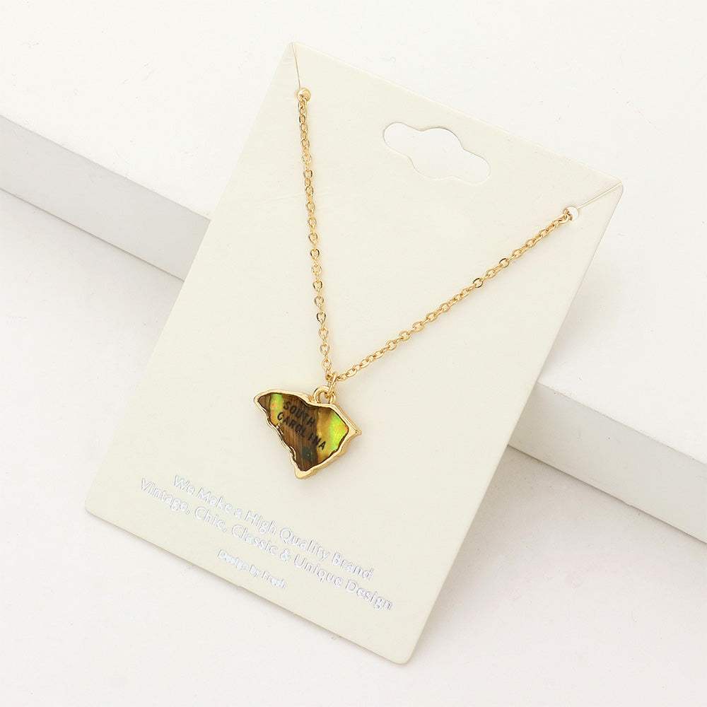South Carolina State Map Abalone Pendant Necklace - Madeline Love - Flyclothing LLC