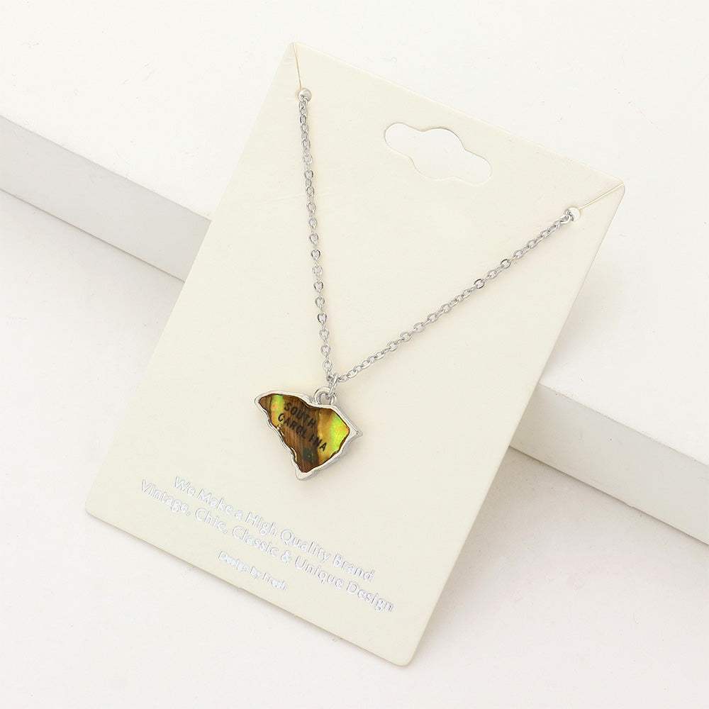 South Carolina State Map Abalone Pendant Necklace - Madeline Love - Flyclothing LLC