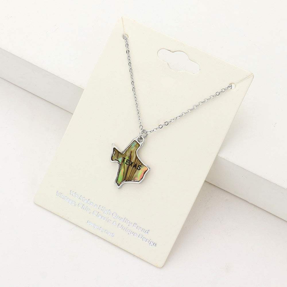 Texas State Map Abalone Pendant Necklace - Madeline Love - Flyclothing LLC
