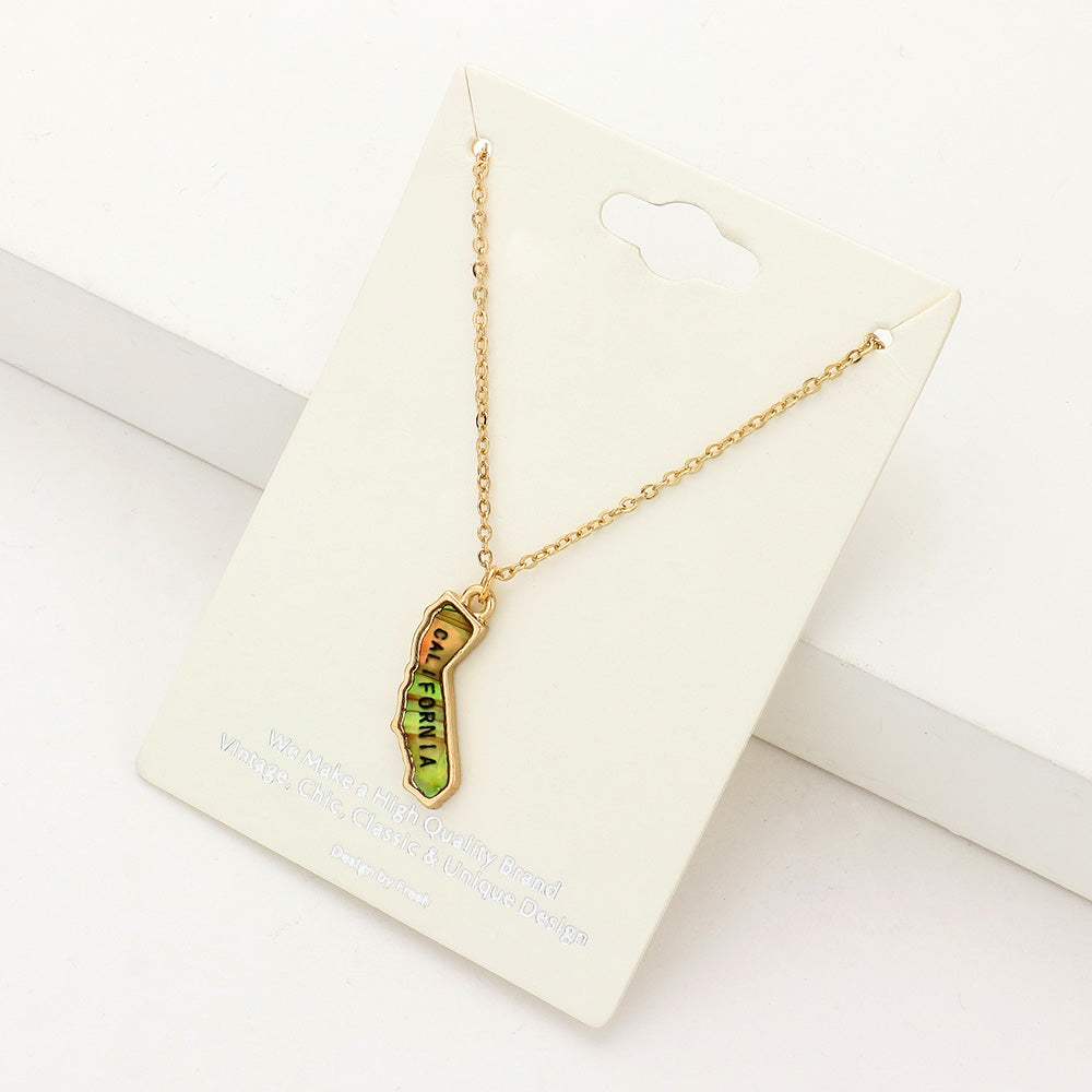 California State Map Abalone Pendant Necklace - Madeline Love - Flyclothing LLC