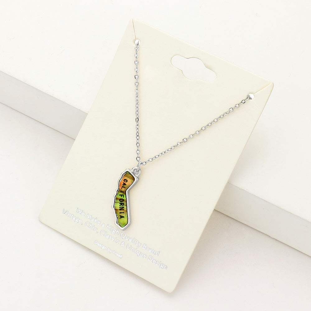 California State Map Abalone Pendant Necklace - Madeline Love - Flyclothing LLC