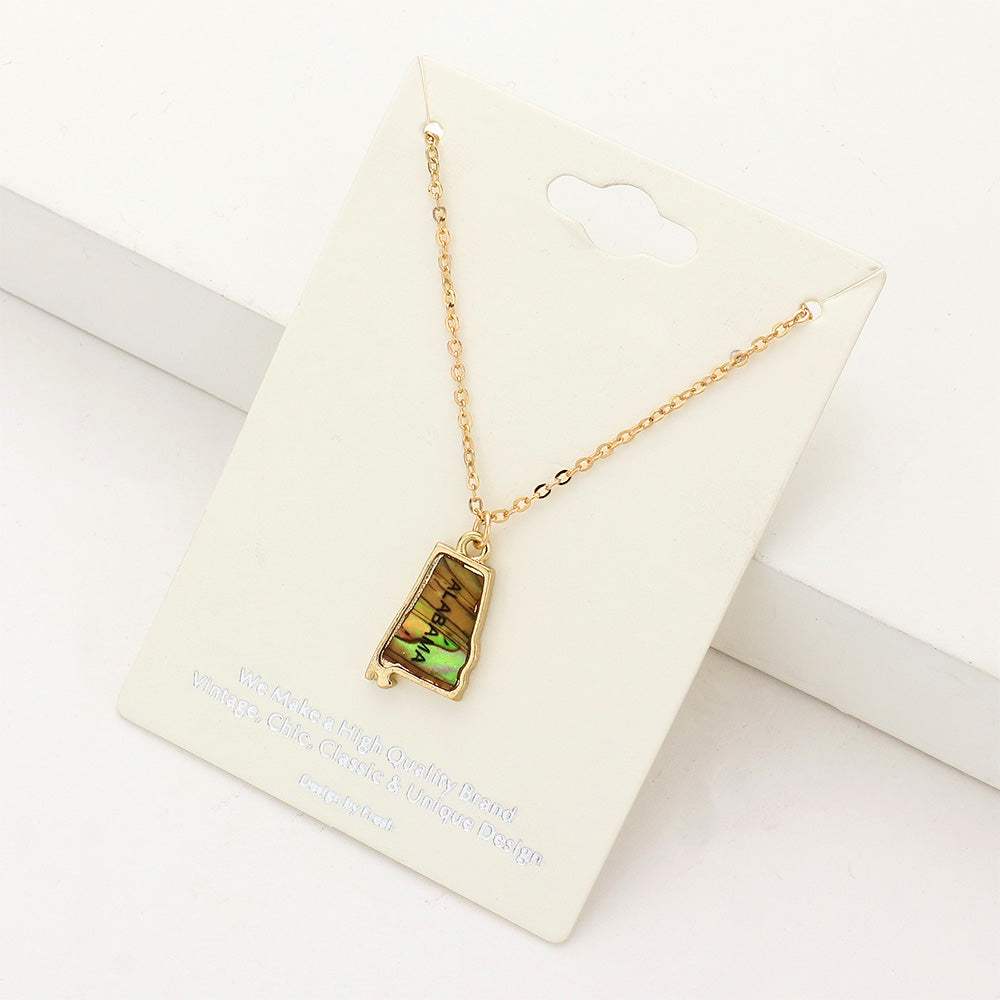 Alabama State Map Abalone Pendant Necklace - Madeline Love - Flyclothing LLC