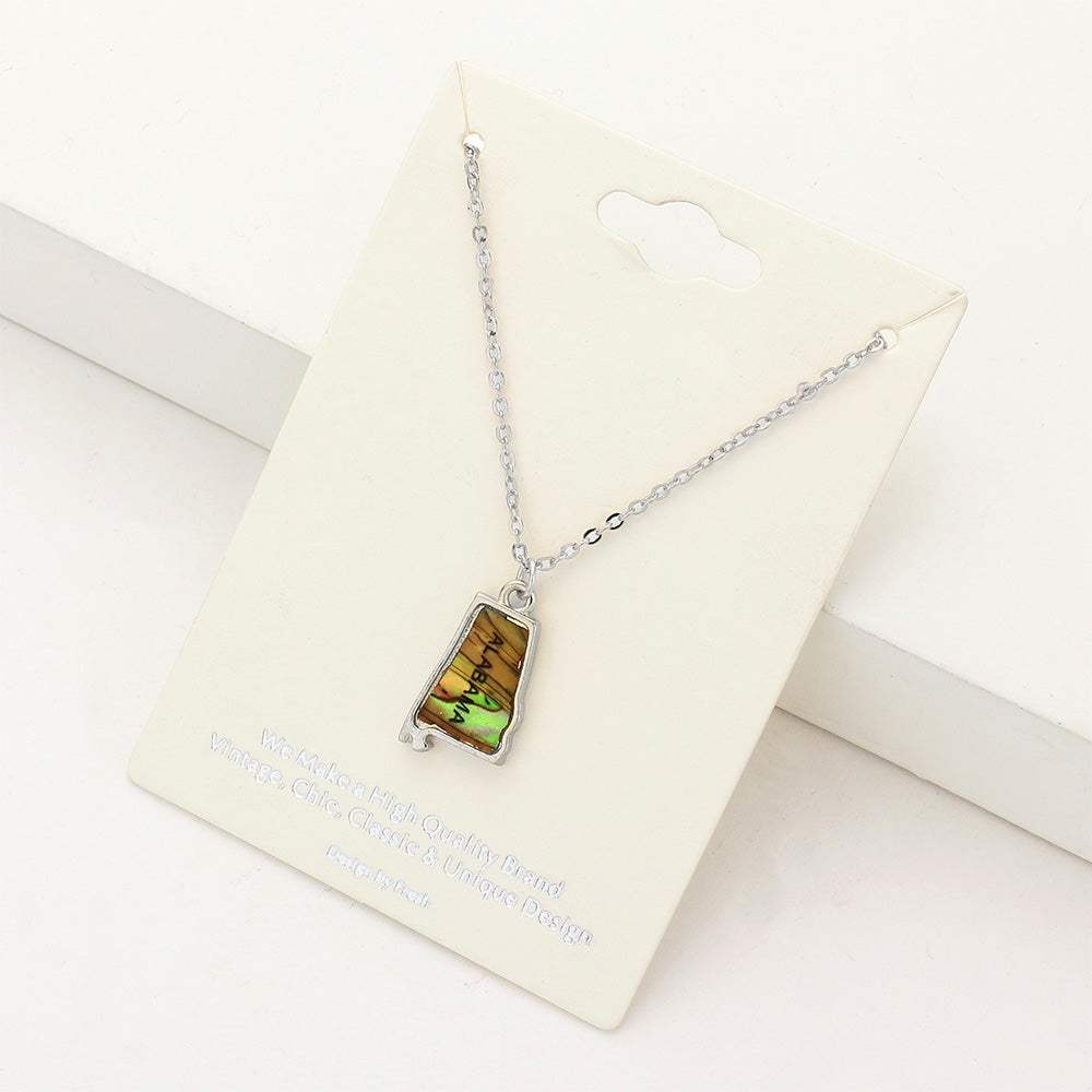 Alabama State Map Abalone Pendant Necklace - Madeline Love - Flyclothing LLC
