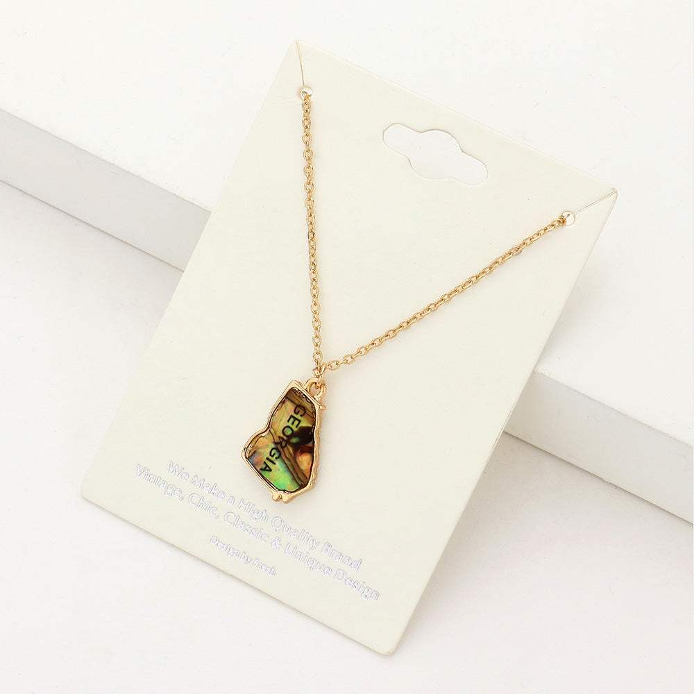 Georgia State Map Abalone Pendant Necklace - Madeline Love - Flyclothing LLC