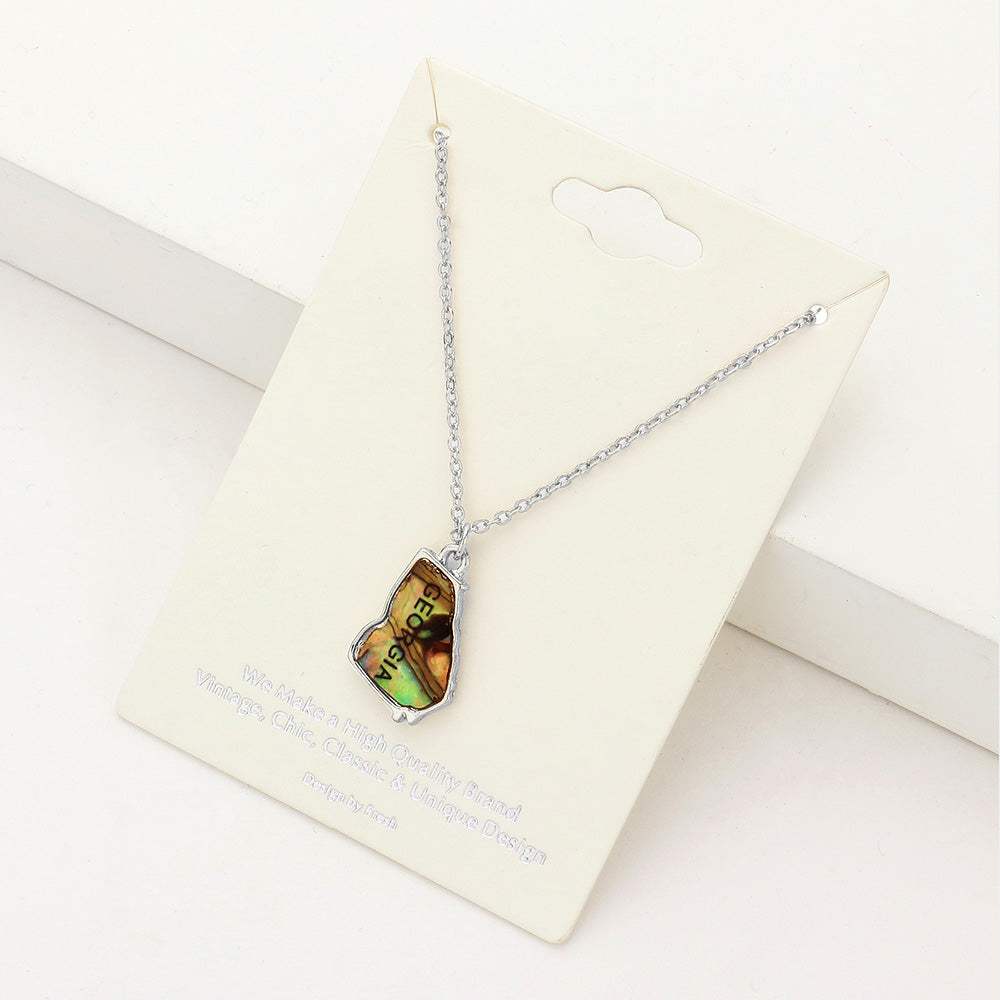 Georgia State Map Abalone Pendant Necklace - Madeline Love - Flyclothing LLC