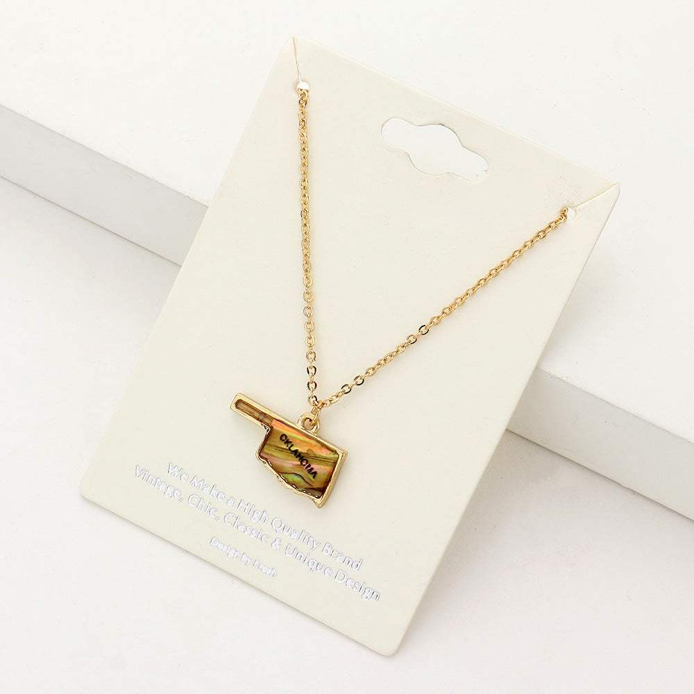 Oklahoma State Map Abalone Pendant Necklace - Madeline Love - Flyclothing LLC