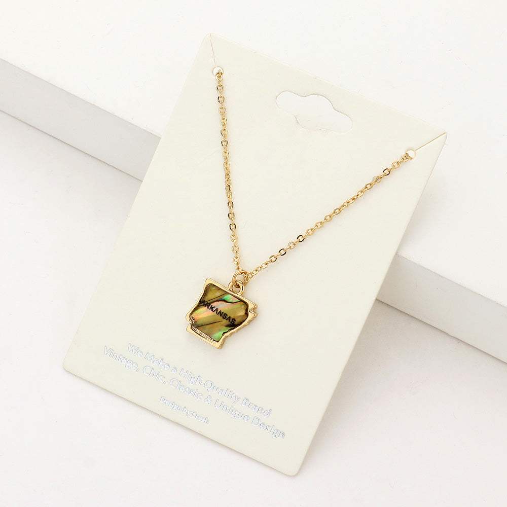 Arkansas State Map Abalone Pendant Necklace - Madeline Love - Flyclothing LLC