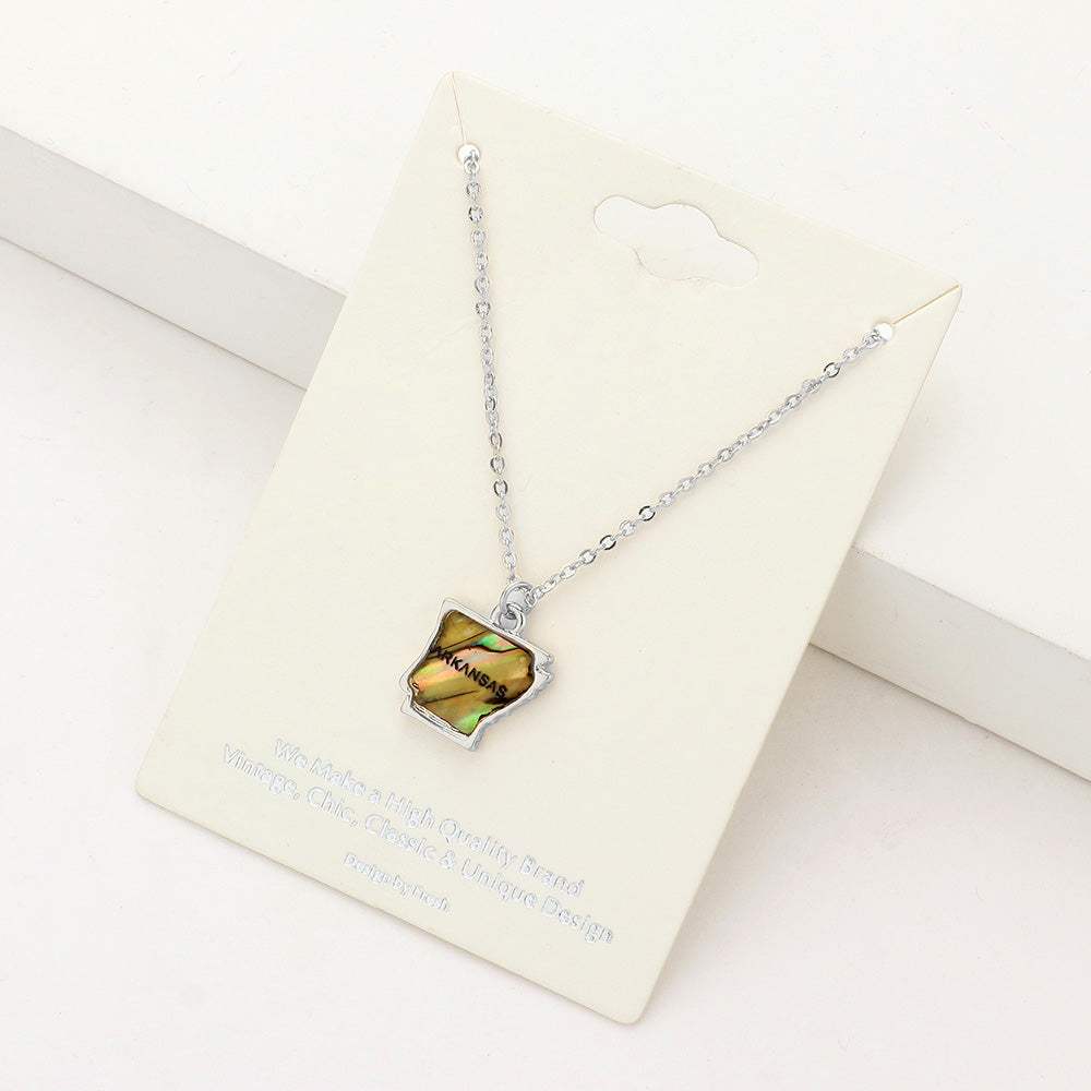 Arkansas State Map Abalone Pendant Necklace - Madeline Love - Flyclothing LLC