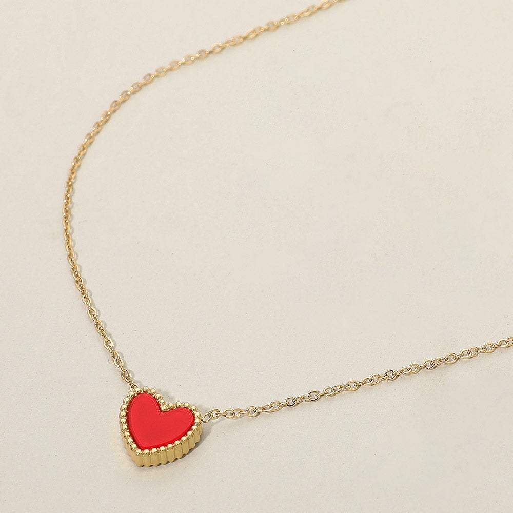 Stainless Steel Double Face Heart Pendant Necklace - Madeline Love - Flyclothing LLC