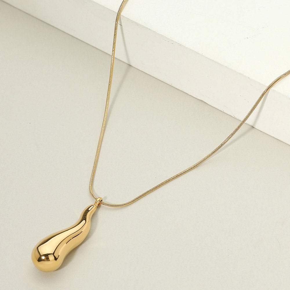 18K Gold Dipped Stainless Steel Teardrop Pendant Necklace - Madeline Love - Flyclothing LLC