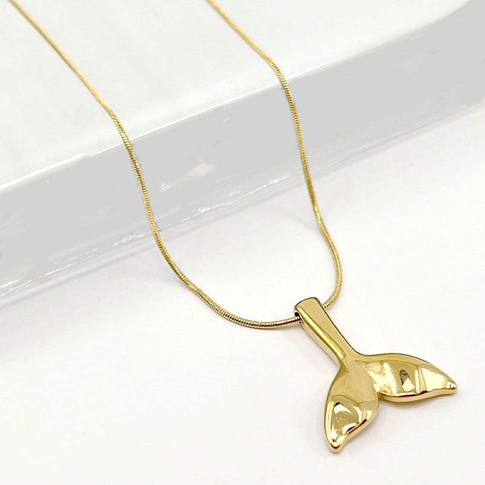 Stainless Steel Whale Tail Pendant Necklace - Madeline Love - Flyclothing LLC