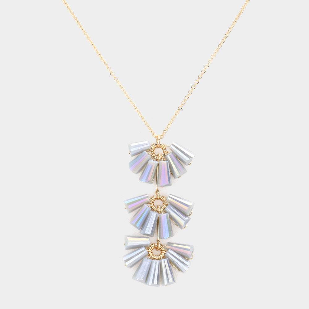 Trapezoid Bead Wrapped Link Pendant Necklace - Madeline Love - Flyclothing LLC
