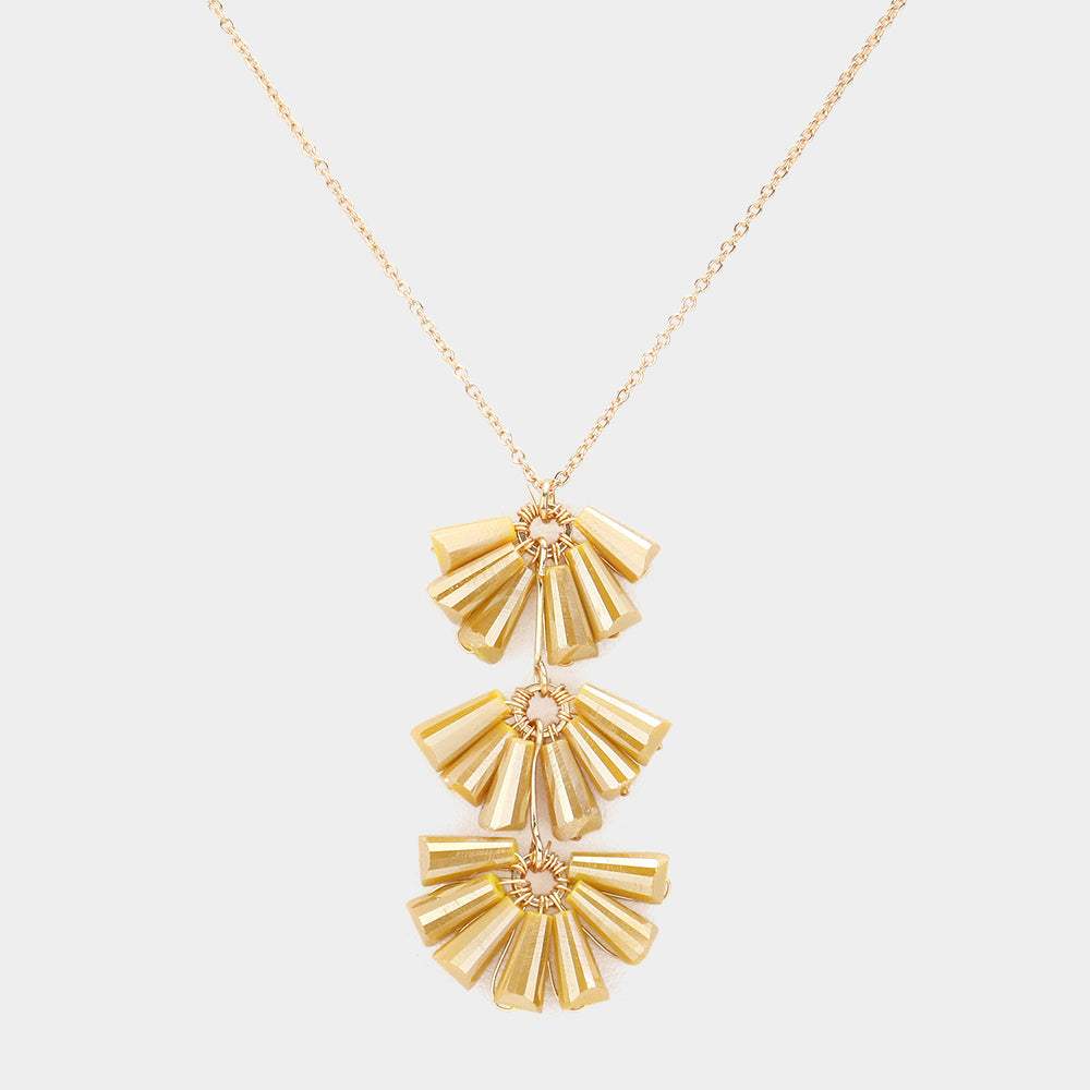Trapezoid Bead Wrapped Link Pendant Necklace - Madeline Love - Flyclothing LLC
