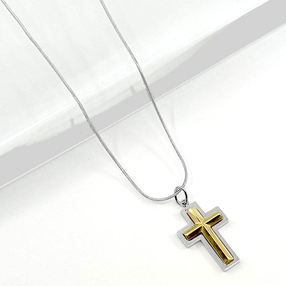Stainless Steel Two Tone Cross Pendant Necklace - Madeline Love - Flyclothing LLC