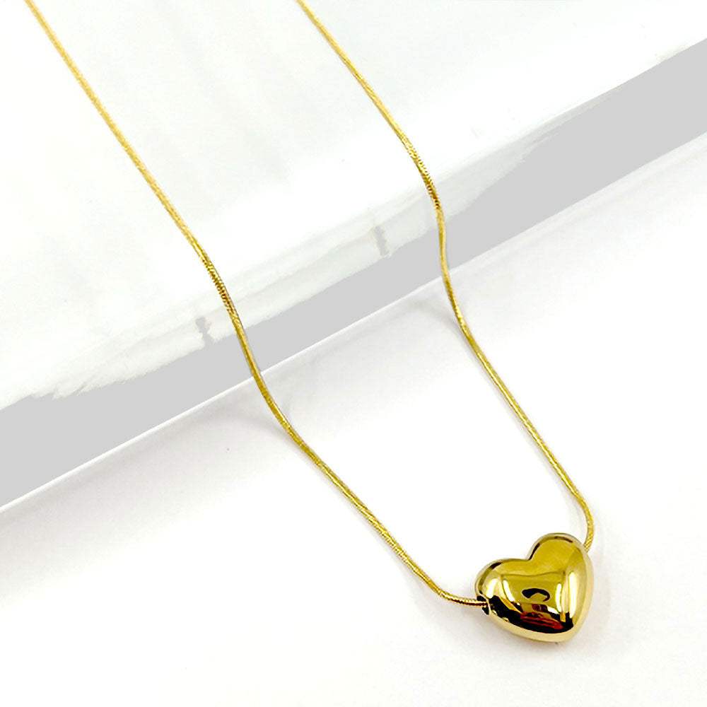 Stainless Steel Puffy Heart Pendant Necklace - Madeline Love - Flyclothing LLC