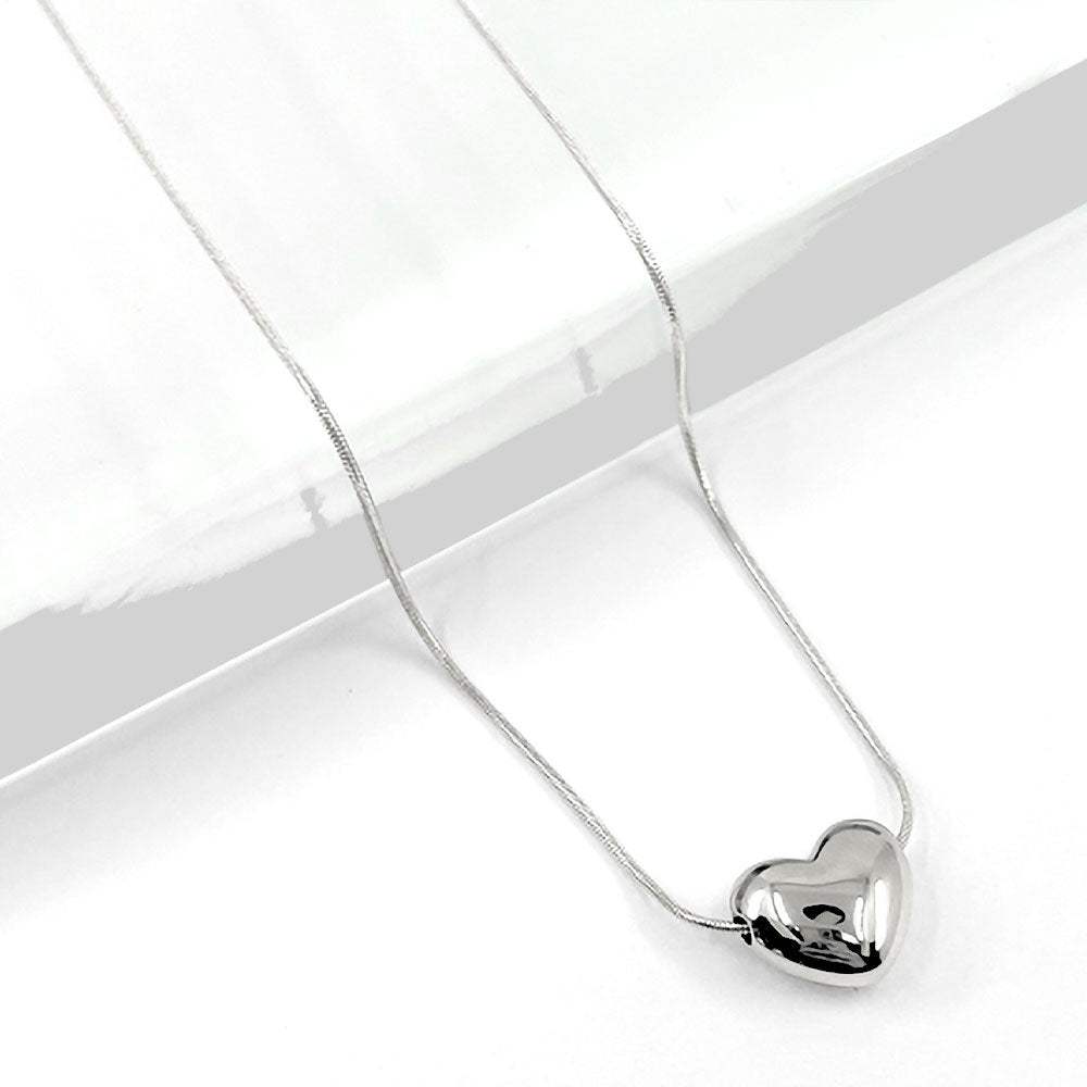 Stainless Steel Puffy Heart Pendant Necklace - Madeline Love - Flyclothing LLC