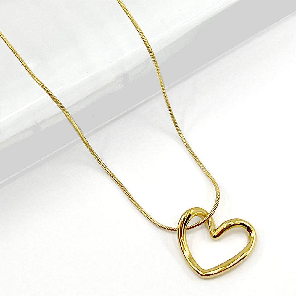 Stainless Steel Open Heart Pendant Necklace - Madeline Love - Flyclothing LLC