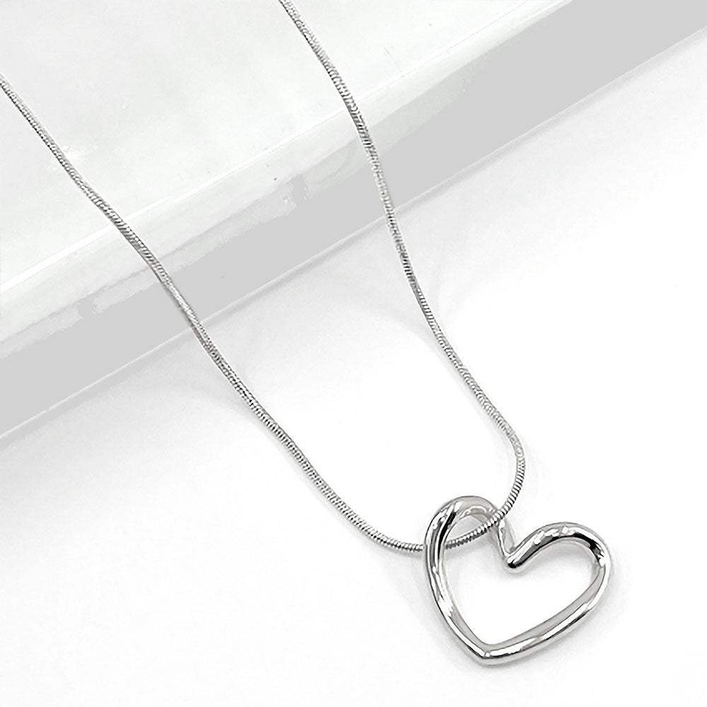 Stainless Steel Open Heart Pendant Necklace - Madeline Love - Flyclothing LLC
