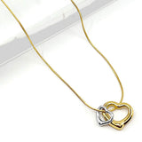 Stainless Steel Two Tone Double Open Heart Pendant Necklace - Madeline Love - Flyclothing LLC