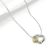 Stainless Steel Two Tone Double Open Heart Pendant Necklace - Madeline Love - Flyclothing LLC
