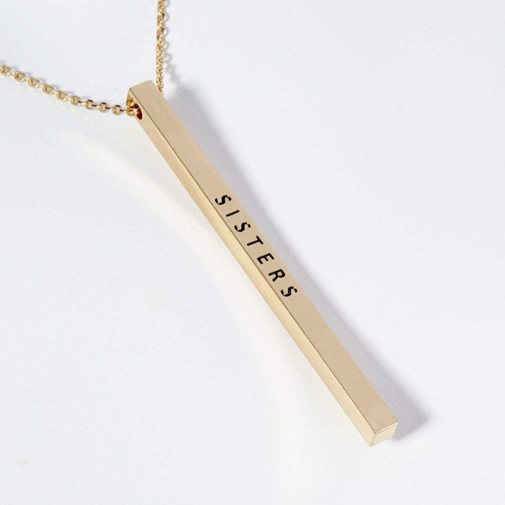 SISTERS Brass Metal Bar Pendant Necklace - Madeline Love - Flyclothing LLC