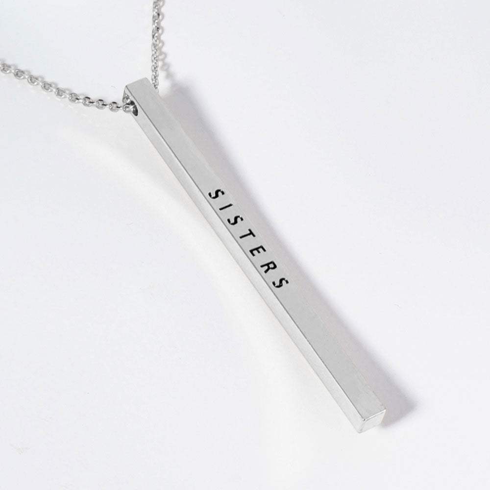SISTERS Brass Metal Bar Pendant Necklace - Madeline Love - Flyclothing LLC