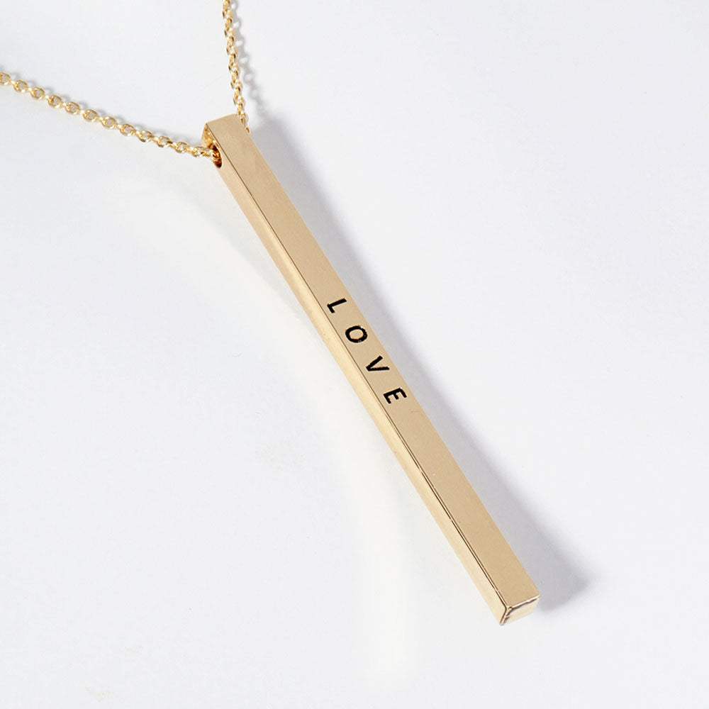 LOVE Brass Metal Bar Pendant Necklace - Madeline Love - Flyclothing LLC