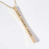LIVE LAUGH LOVE Brass Metal Bar Pendant Necklace - Madeline Love - Flyclothing LLC