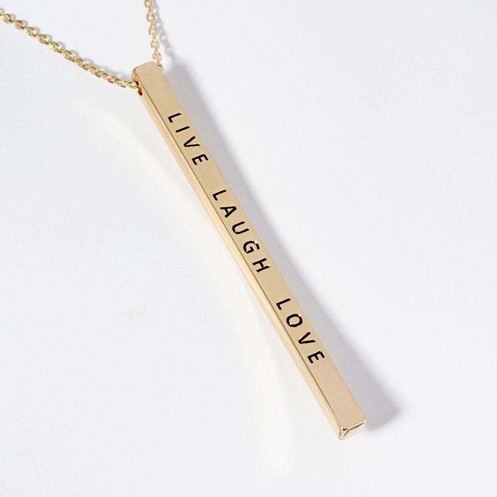 LIVE LAUGH LOVE Brass Metal Bar Pendant Necklace - Madeline Love - Flyclothing LLC
