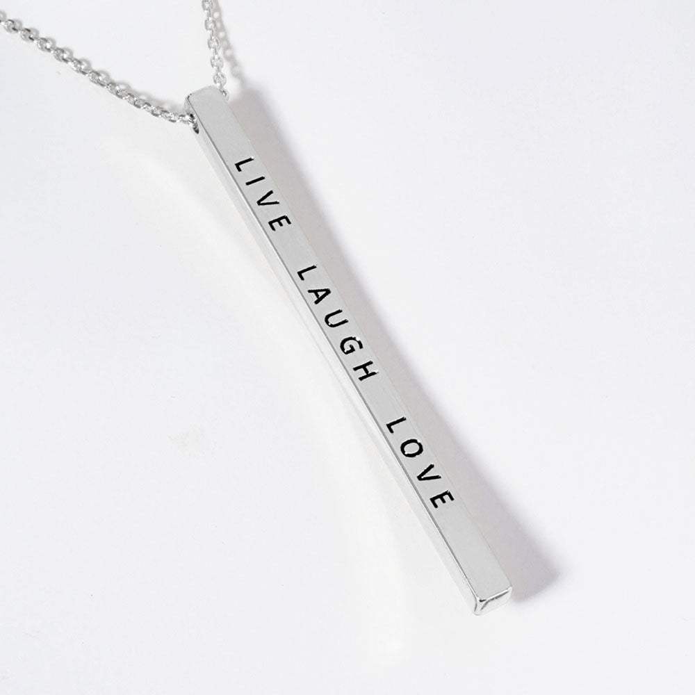 LIVE LAUGH LOVE Brass Metal Bar Pendant Necklace - Madeline Love - Flyclothing LLC