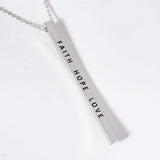 FAITH HOPE LOVE Brass Metal Bar Pendant Necklace - Madeline Love - Flyclothing LLC