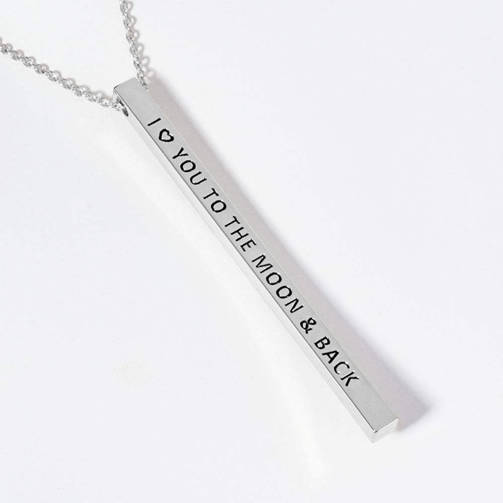 I Love You To The Moon & Back Brass Metal Bar Pendant Necklace - Madeline Love - Flyclothing LLC