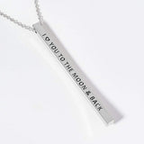 I Love You To The Moon & Back Brass Metal Bar Pendant Necklace - Madeline Love - Flyclothing LLC