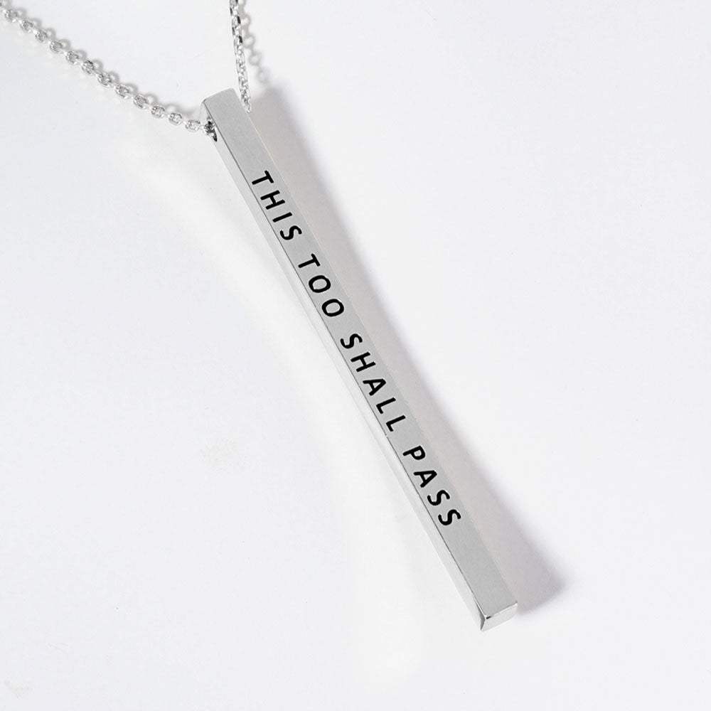 THIS TOO SHALL PASS Brass Metal Bar Pendant Necklace - Madeline Love - Flyclothing LLC