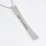 SHE IS FIERCE Brass Metal Bar Pendant Necklace - Madeline Love - Flyclothing LLC