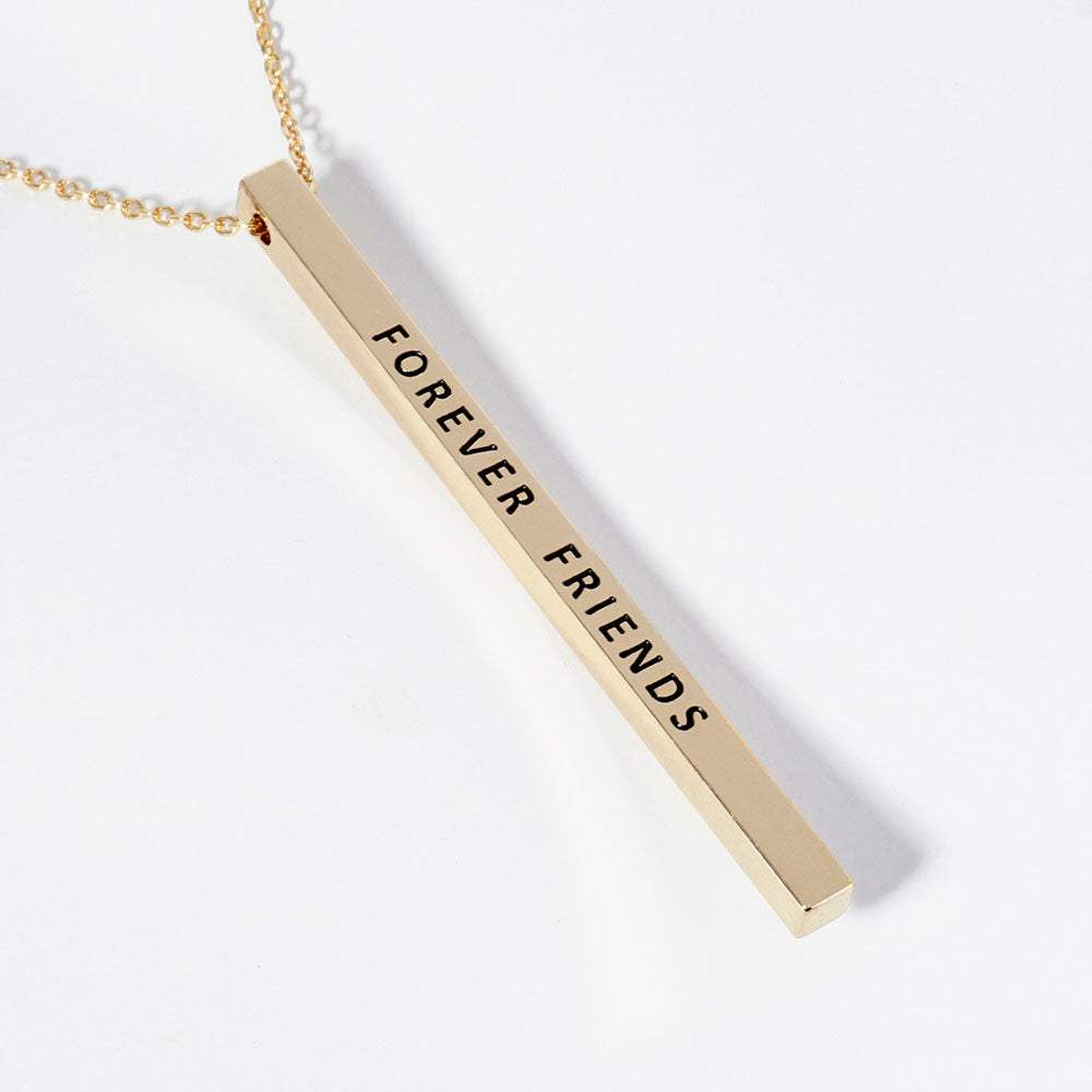 FOREVER FRIENDS Brass Metal Bar Pendant Necklace - Madeline Love - Flyclothing LLC