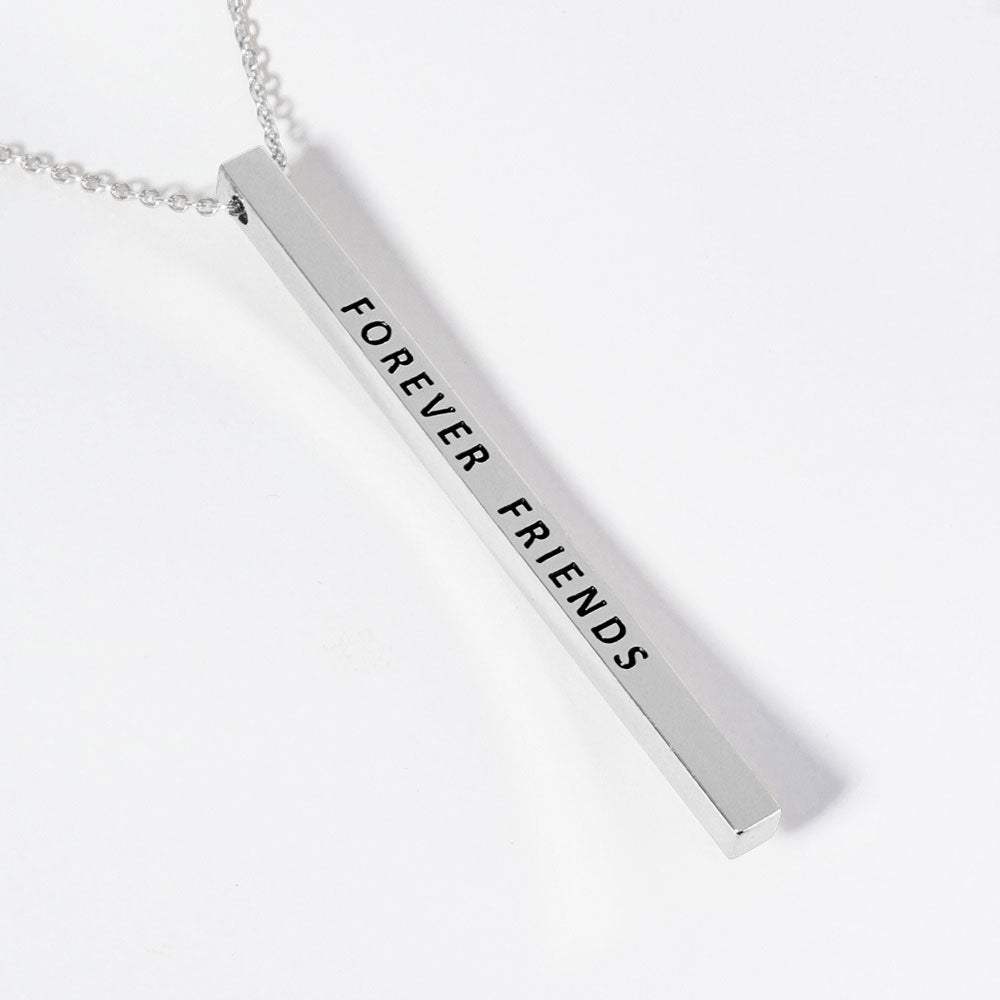 FOREVER FRIENDS Brass Metal Bar Pendant Necklace - Madeline Love - Flyclothing LLC