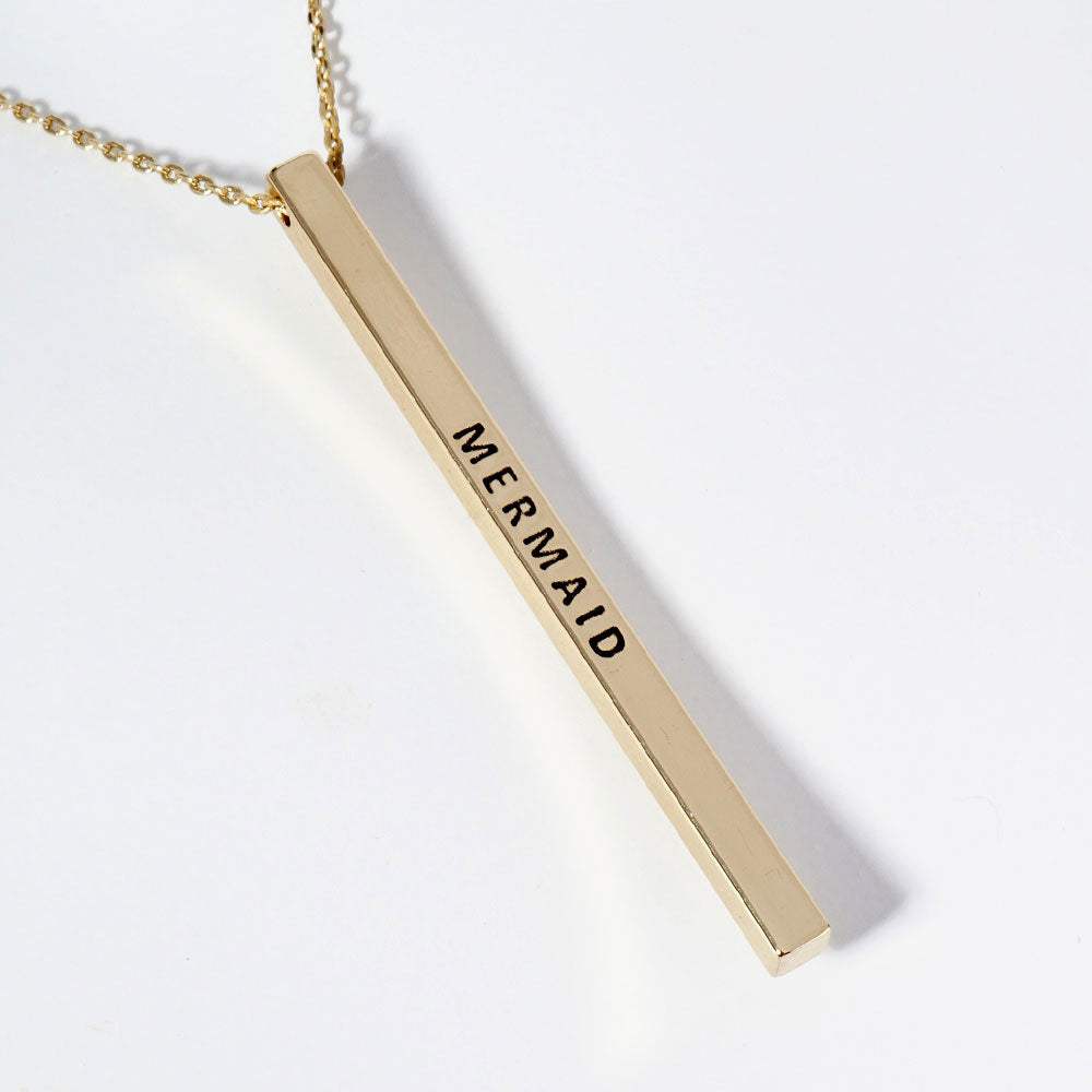 MERMAID Brass Metal Bar Pendant Necklace - Madeline Love - Flyclothing LLC