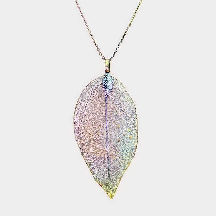 Natural Dipped Filigree Leaf Pendant Necklace - Madeline Love - Flyclothing LLC