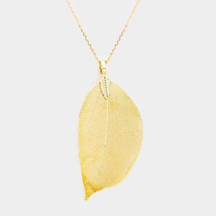 Natural Dipped Filigree Leaf Pendant Necklace - Madeline Love - Flyclothing LLC