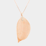 Natural Dipped Filigree Leaf Pendant Necklace - Madeline Love - Flyclothing LLC