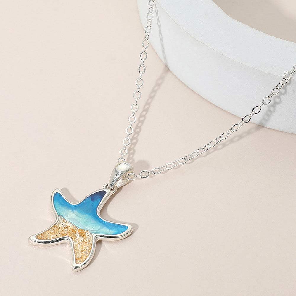 Enamel Starfish Pendant Necklace - Madeline Love - Flyclothing LLC