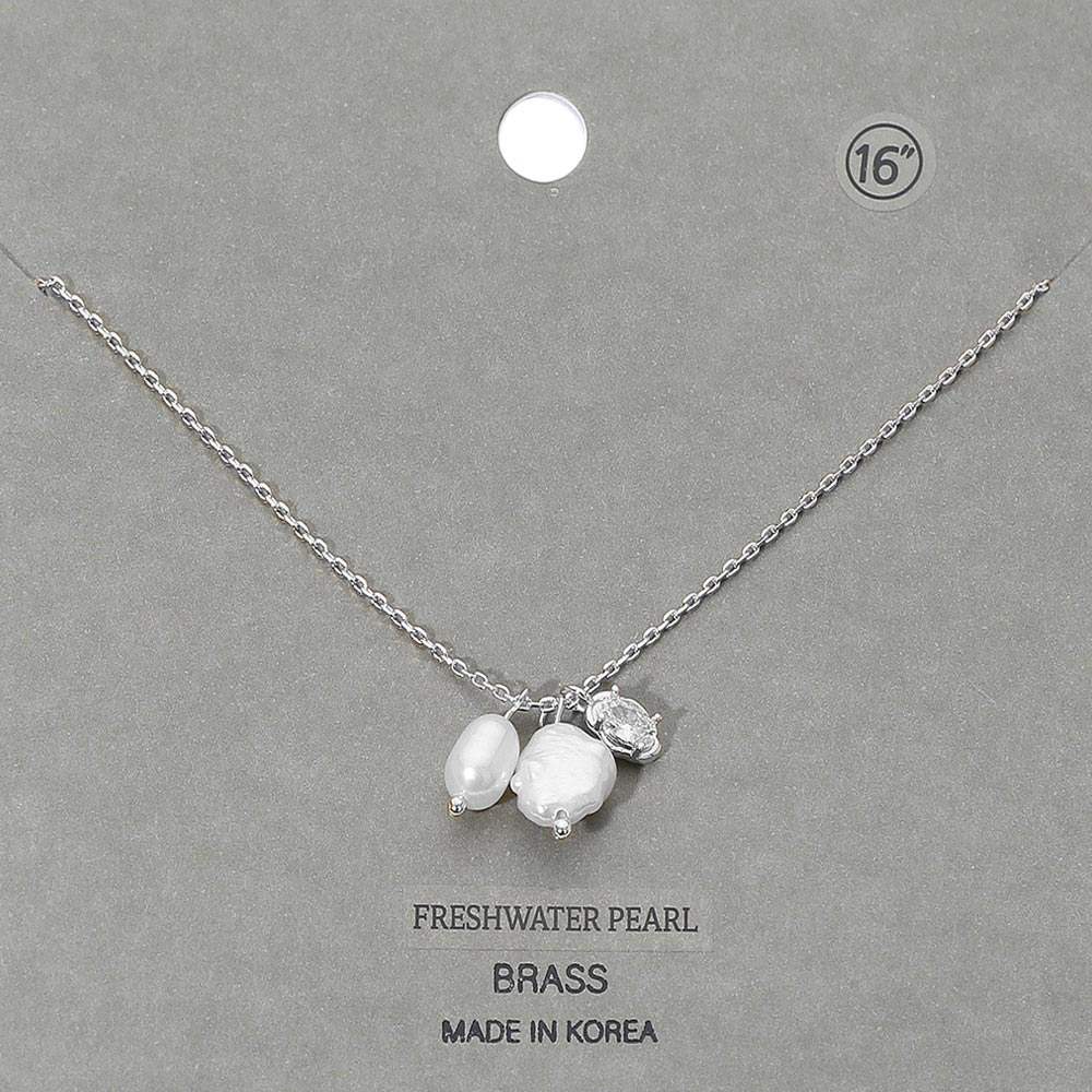 Freshwater Pearl Stone Cluster Charm Pendant Necklace - Madeline Love - Flyclothing LLC